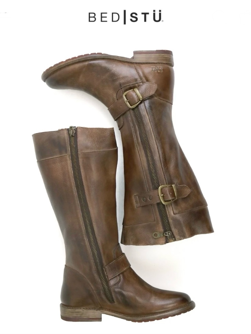 Gogo Lug Leather Boots by BED|STÜ Women’s size 7.5 Brown Leather Mid Calf